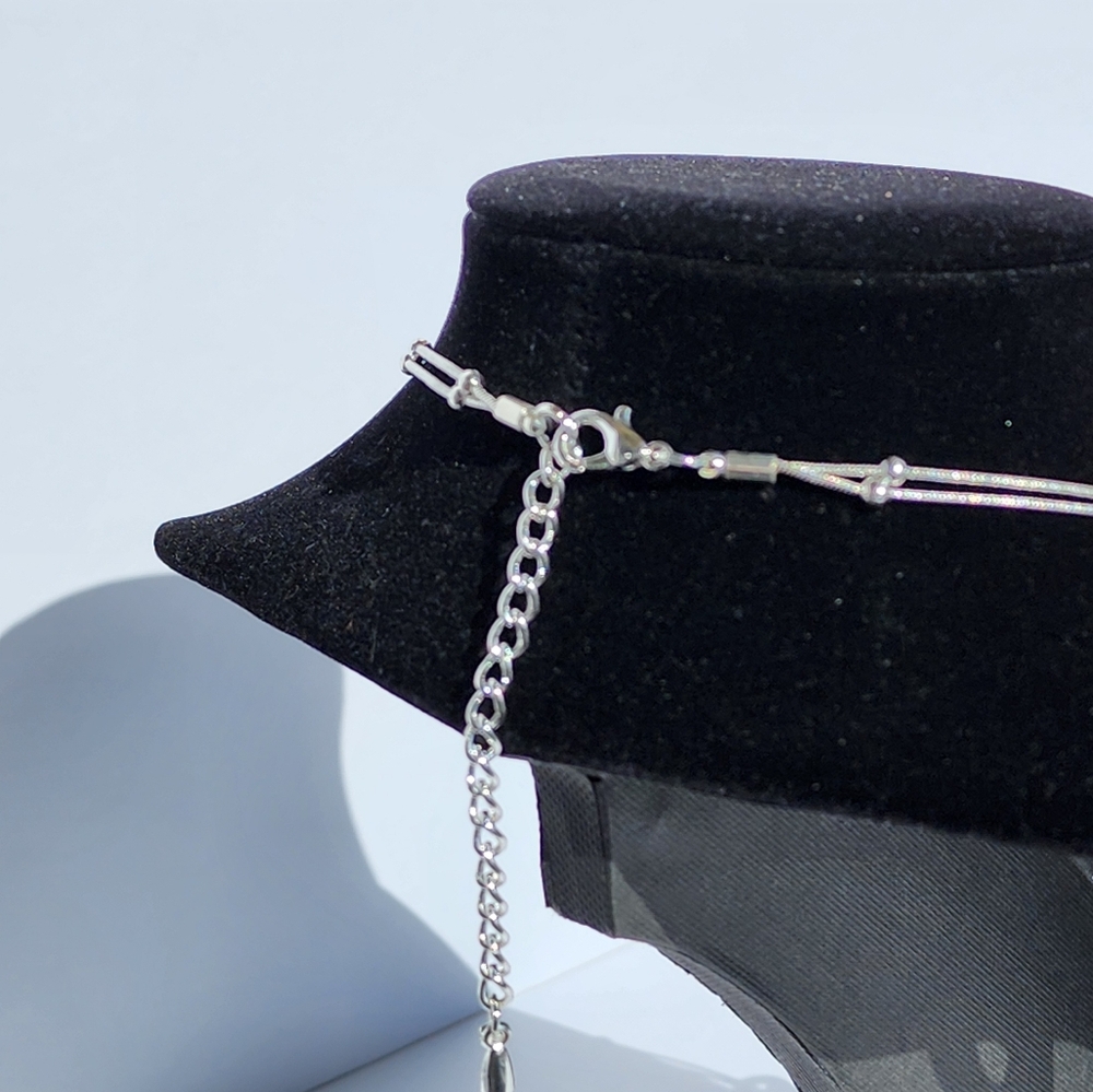 Fashion Jewelry Silver Ball Chain Necklace with Cubic Zirconia Heart Pendant - Picture 5 of 5